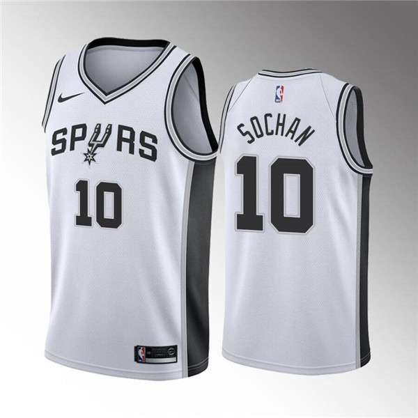 Men's White San Antonio Spurs #10 Jeremy Sochan Association Edition Stitched Jersey